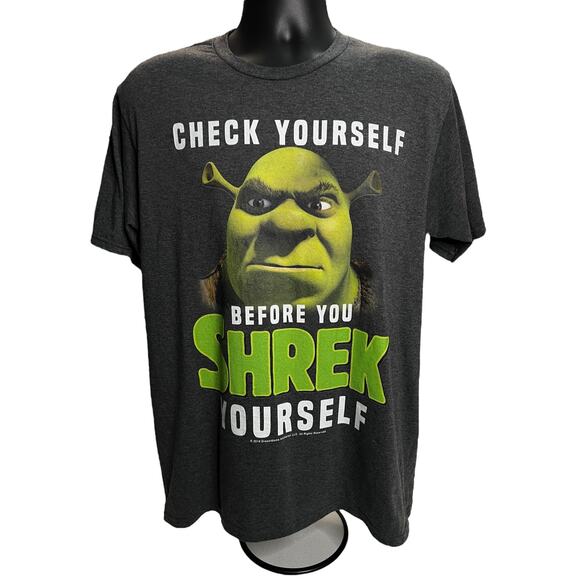 Shrek Graphic T-Shirt - Check Yourself Before You Shrek Yourself Tee, Size Large - Picture 1 of 14